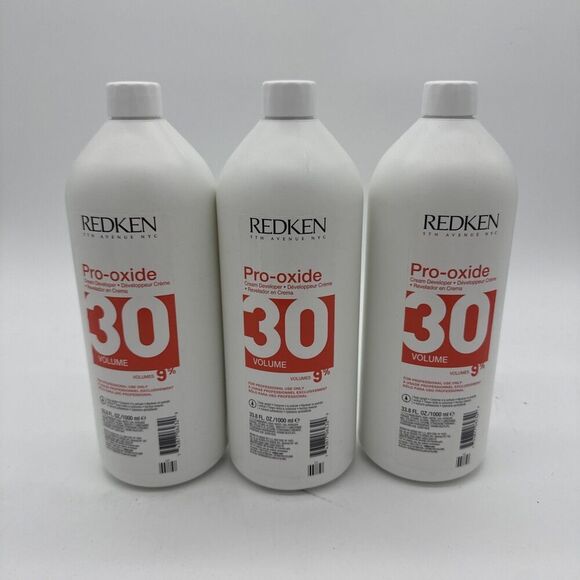 Redken Pro Oxide Cream Developper 30 Vol - White, 33.8 oz / 1000ml (3 bottles) - Picture 1 of 5